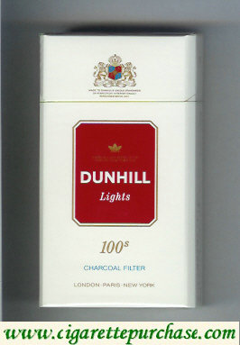 Dunhill Lights Charcoal Filter 100s white and red cigarettes hard box